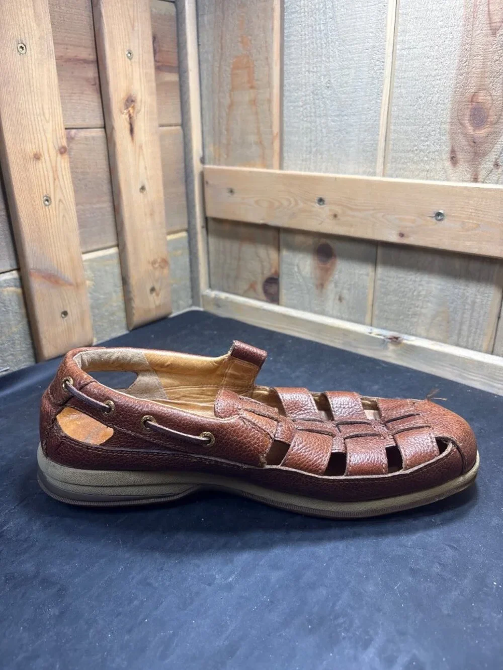 Sperry Top-Sider 0579078 Brown Woven Leather Loafer Sandals Mens Size US 11